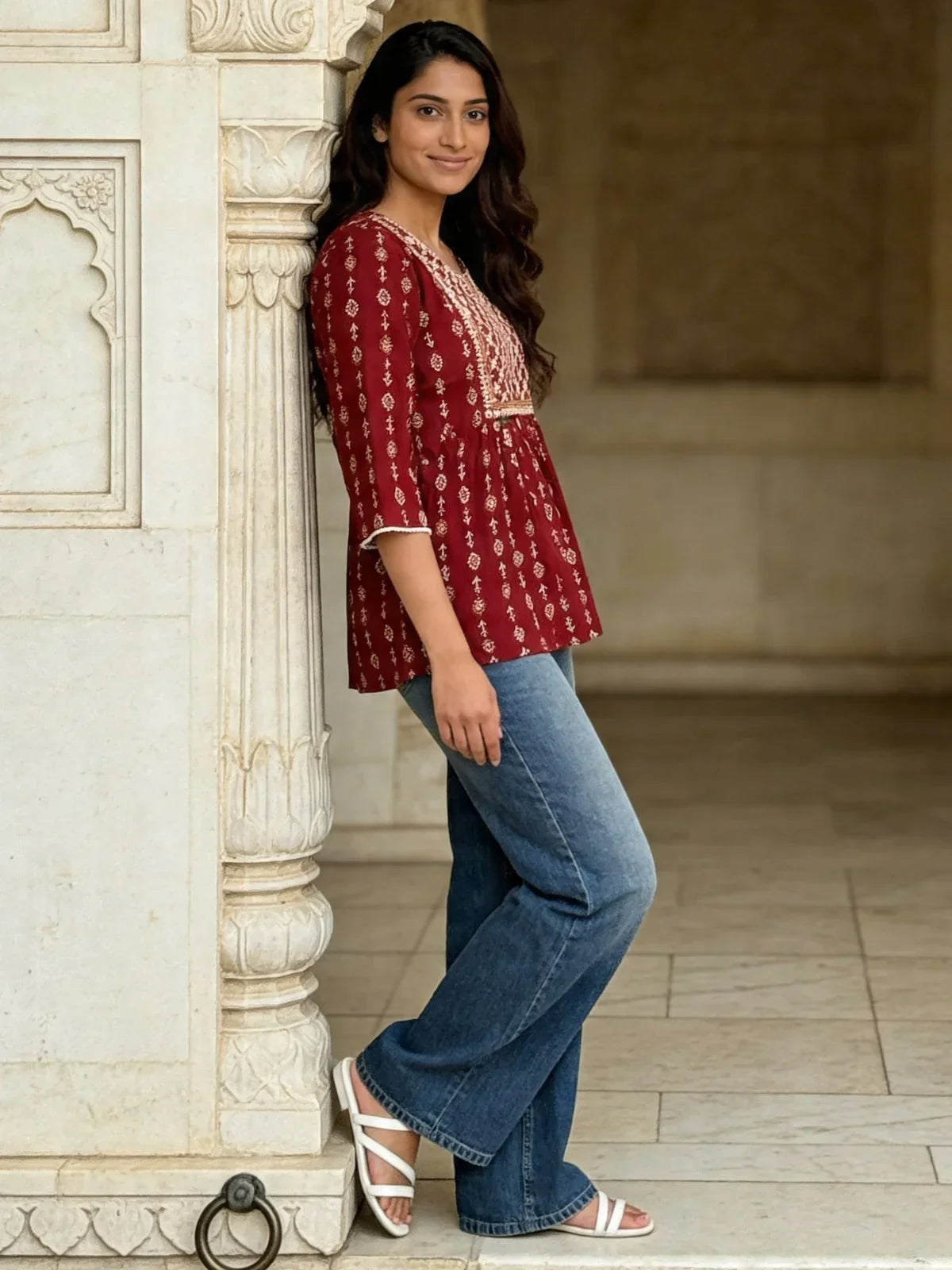 Rayon Embroidered A-Line Short Length Short Kurta