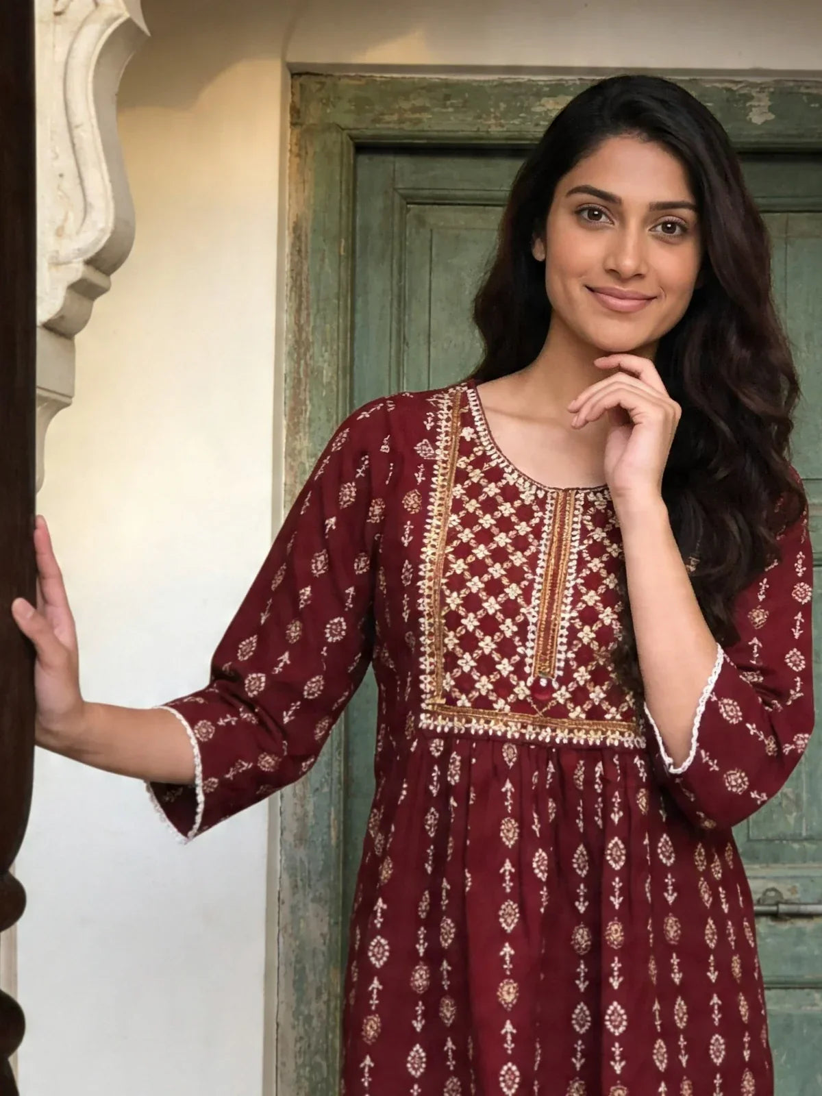 Rayon Embroidered A-Line Short Length Short Kurta