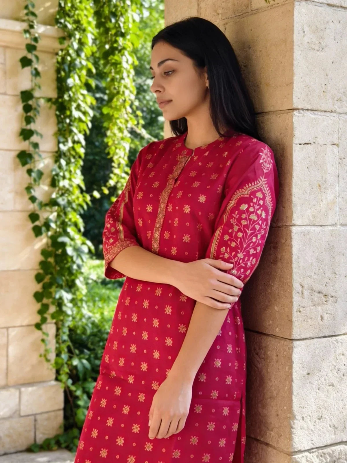 Rayon Printed Straight Calf Length Kurta