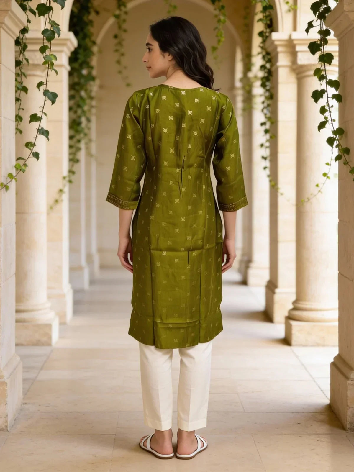 Poly Viscose Embroidered Straight Calf Length Kurta