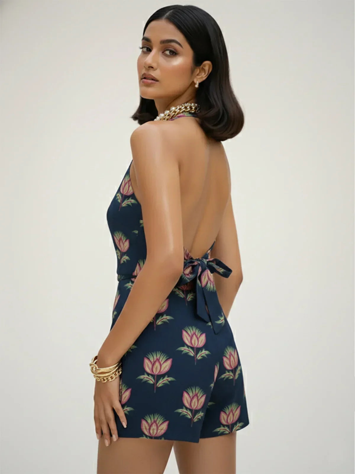Cotton Flex Printed Waist Coat Top