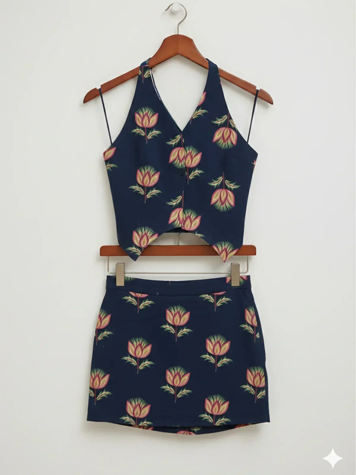 Cotton Flex Printed Waist Coat Top