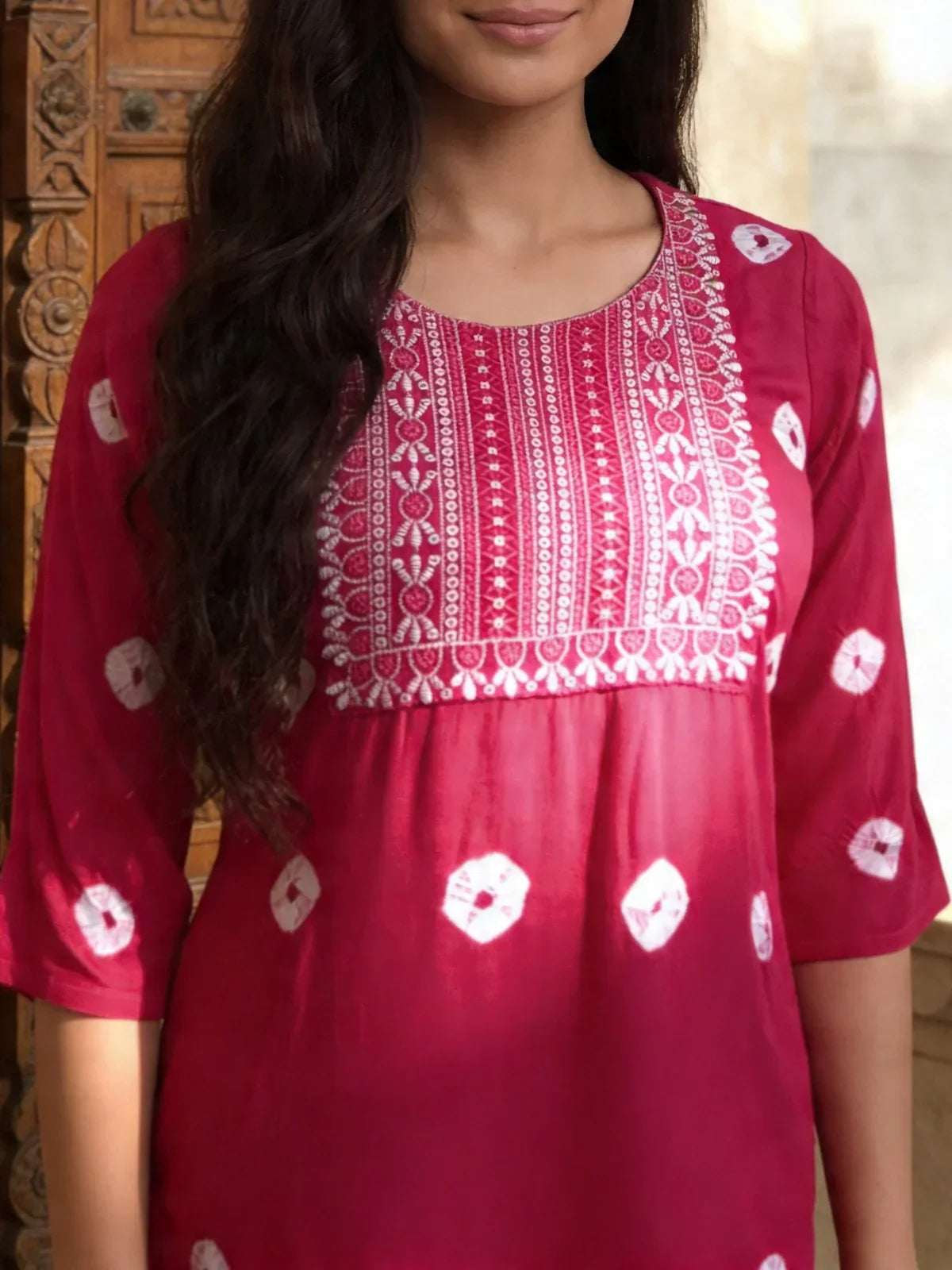 Rayon Embroidered Straight Calf Length Kurta