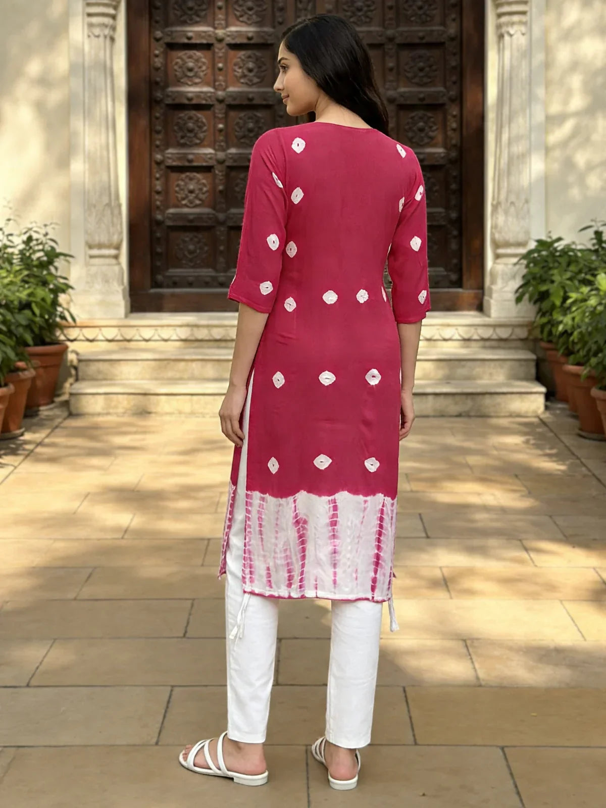 Rayon Embroidered Straight Calf Length Kurta