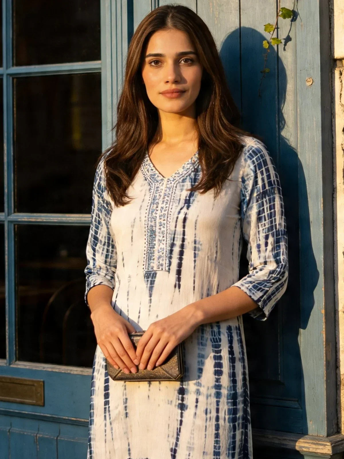 Rayon Embroidered Straight Calf Length Kurta