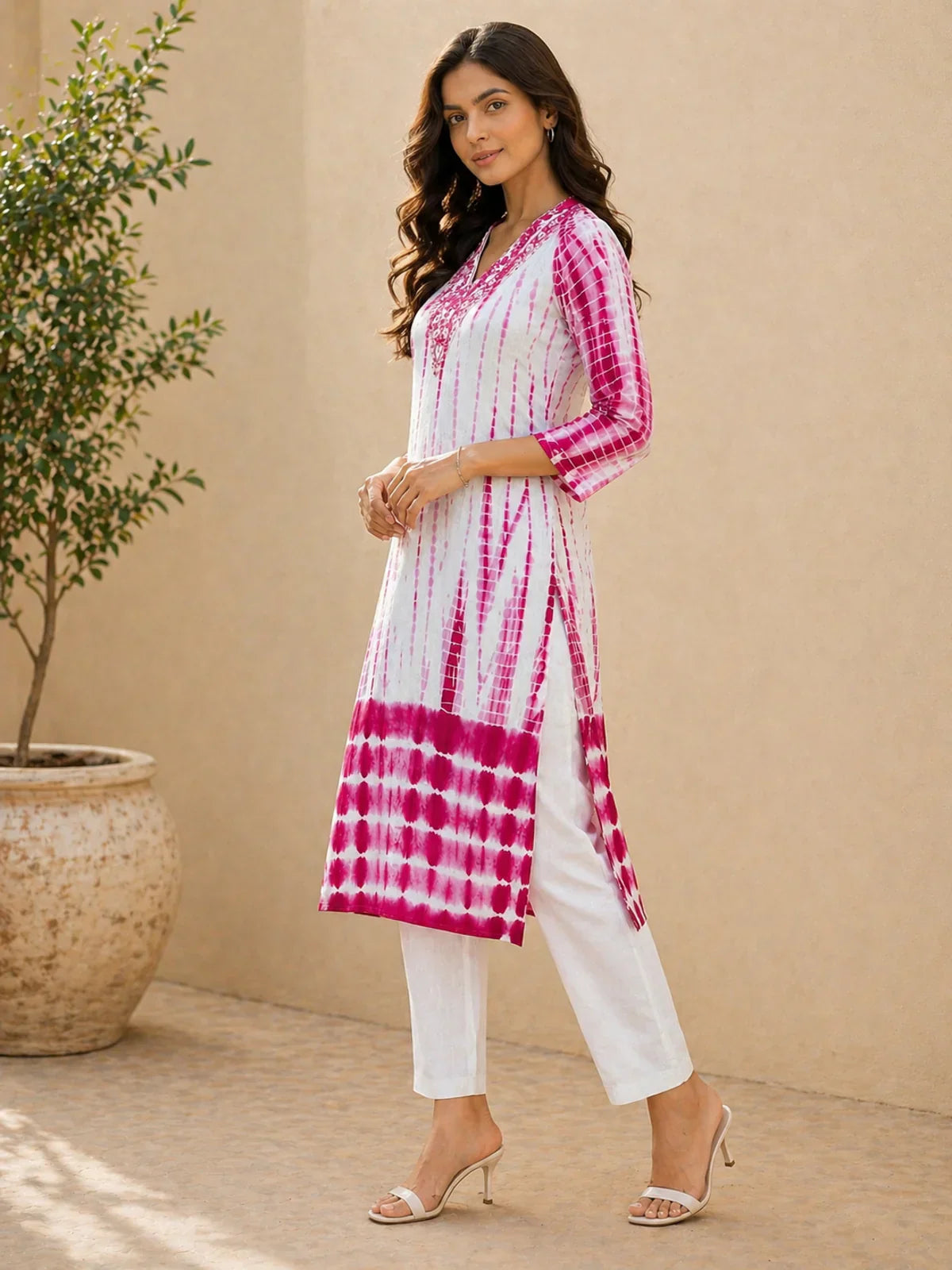 Rayon Embroidered Straight Calf Length Kurta