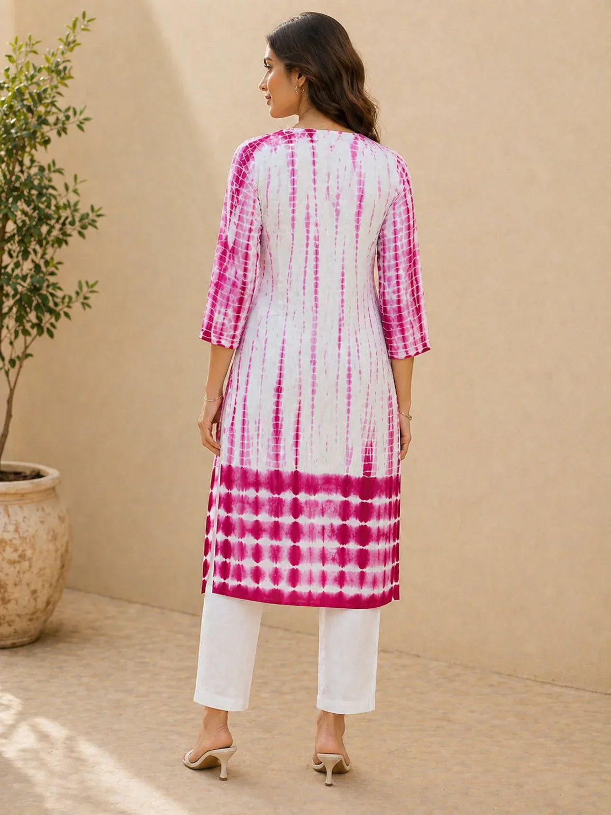 Rayon Embroidered Straight Calf Length Kurta