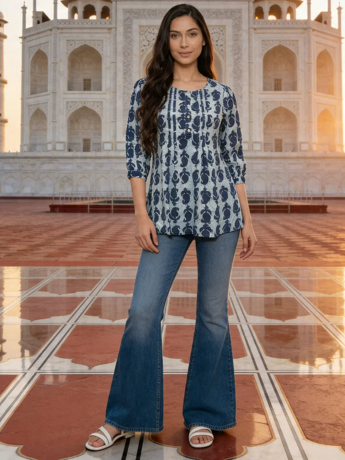 Rayon Printed A-Line Short Length Short Kurta