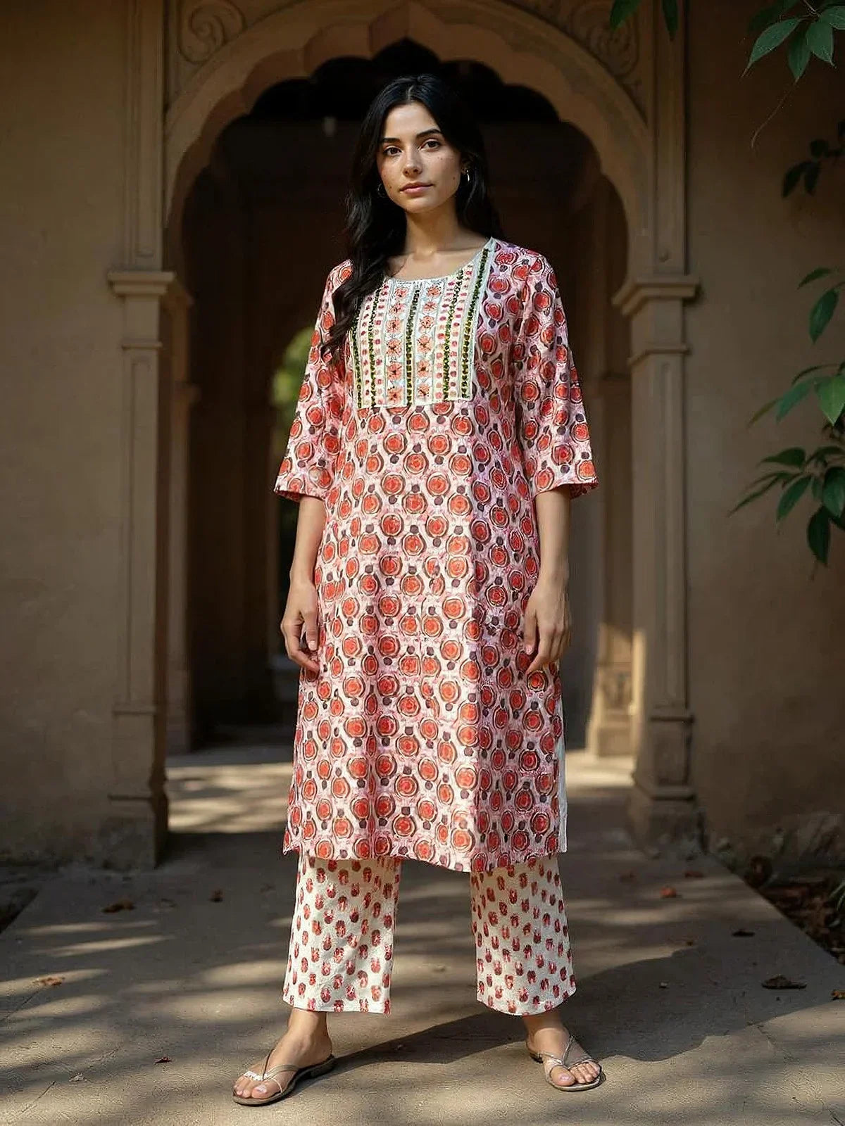Rayon Embroidered Straight Calf Length Kurta with Pant