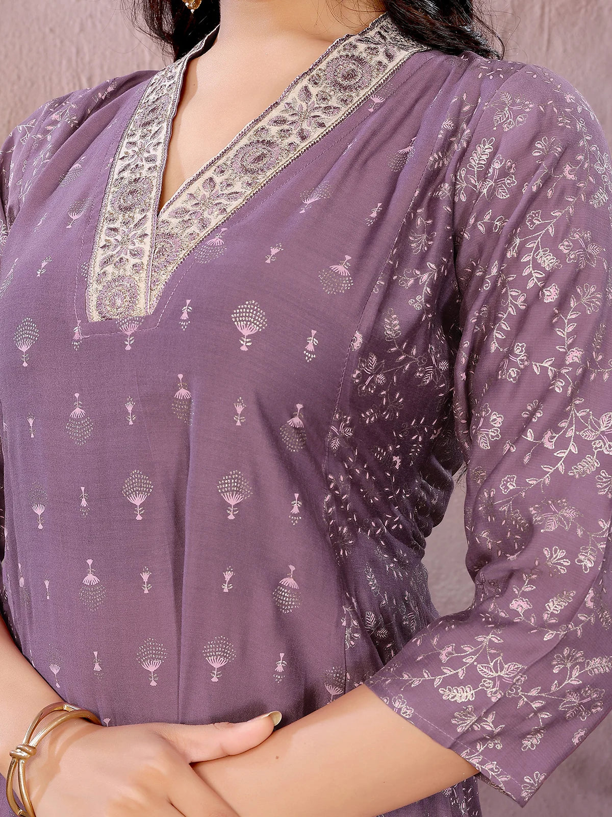 Viscose Poly Printed Flared Calf Length Kurta