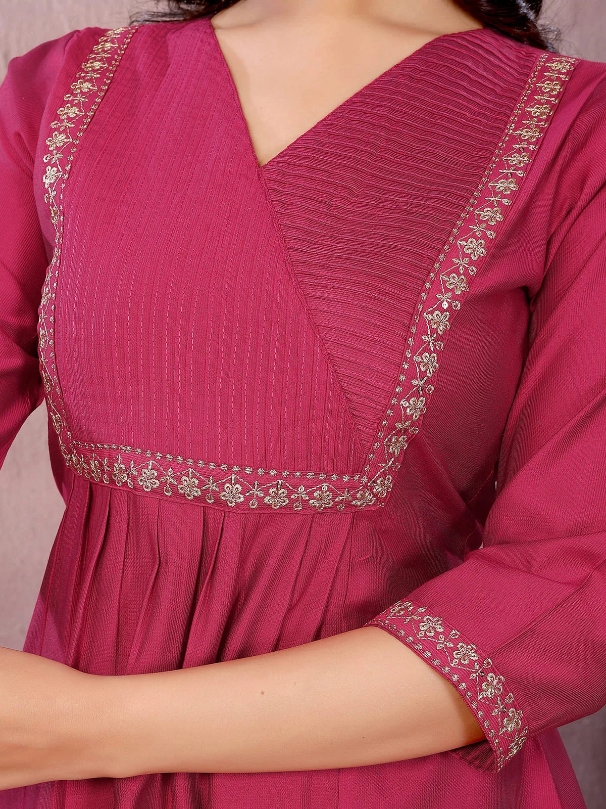 Viscose Poly Embroidered Flared Calf Length Kurta