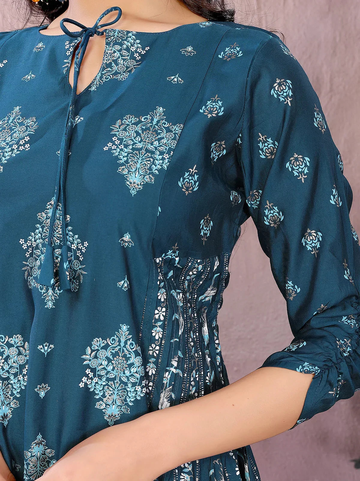 Viscose Poly Printed Flared Calf Length Kurta