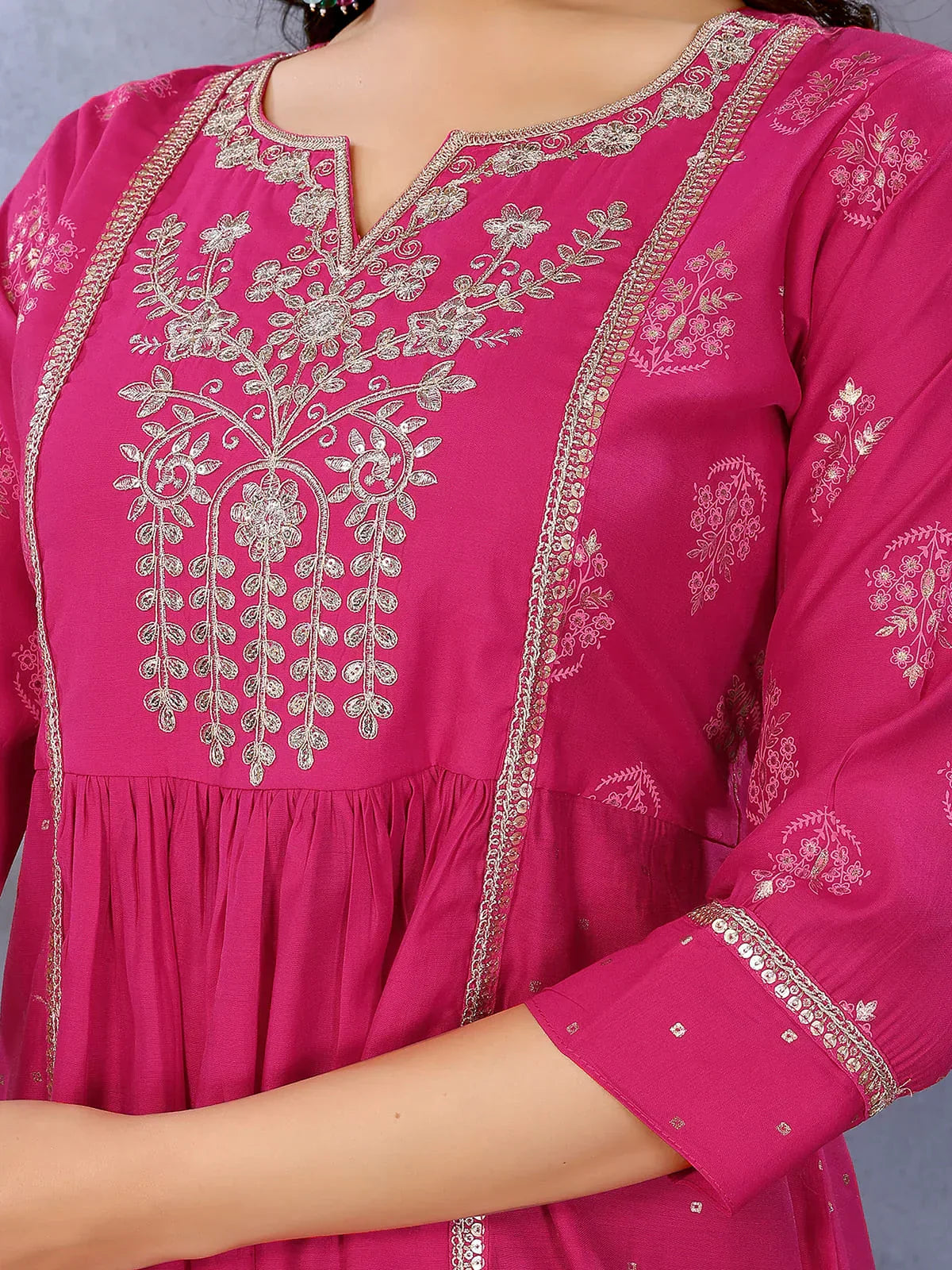Viscose Poly Printed Flared Calf Length Kurta