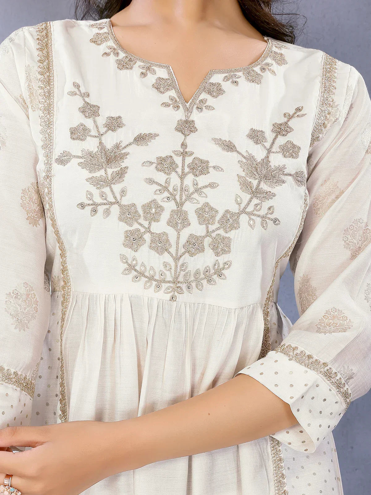 Viscose Poly Printed Flared Calf Length Kurta