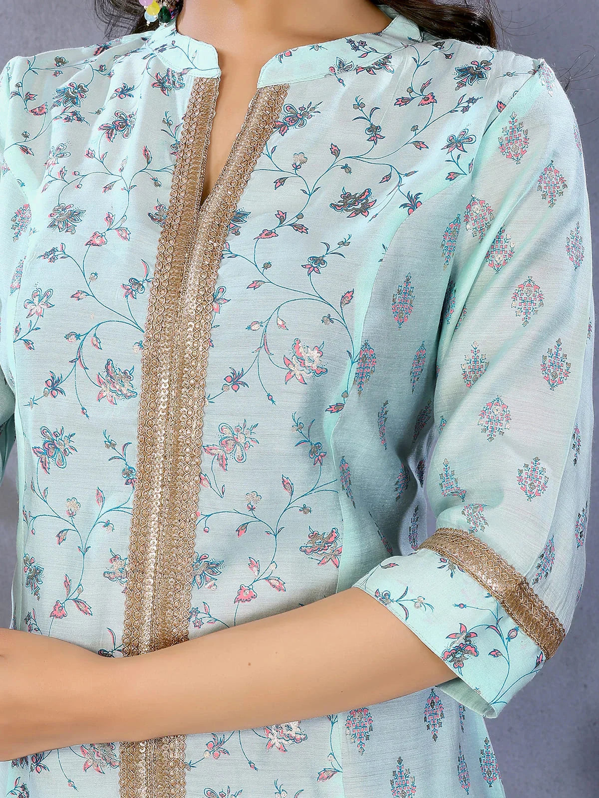 Viscose Poly Printed A-Line Calf Length Kurta