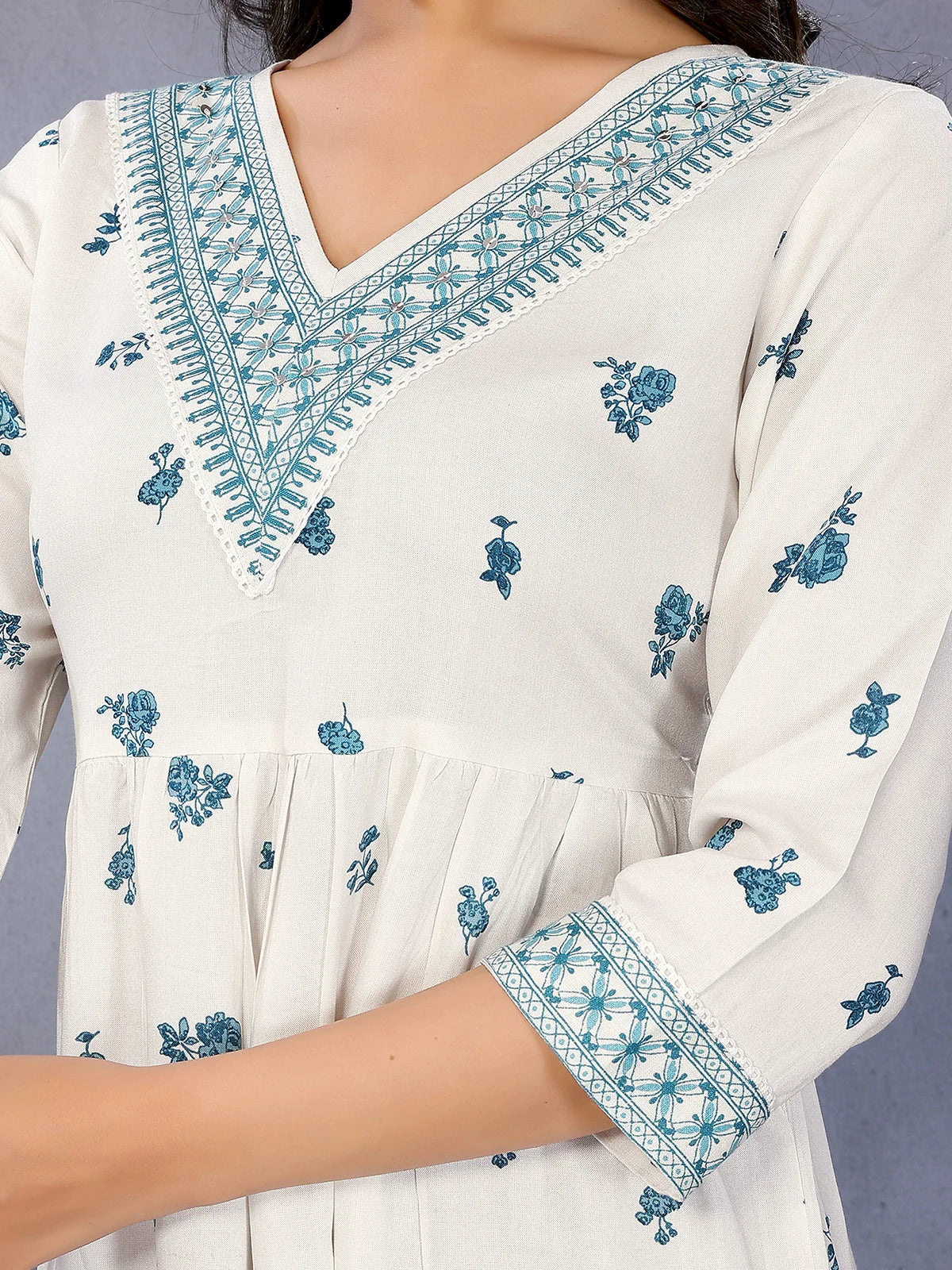 Rayon Printed Tiered Calf Length Dress