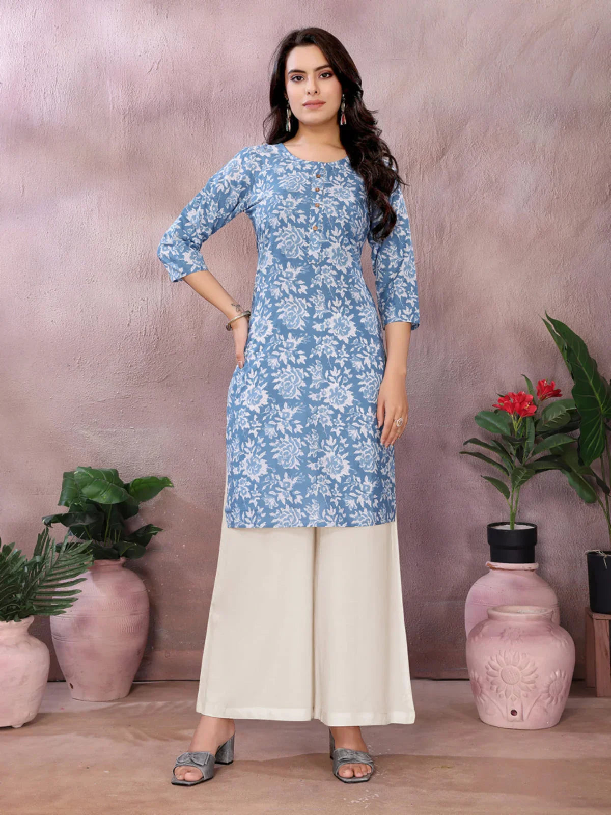 Cotton Printed Straight Knee Length Kurta