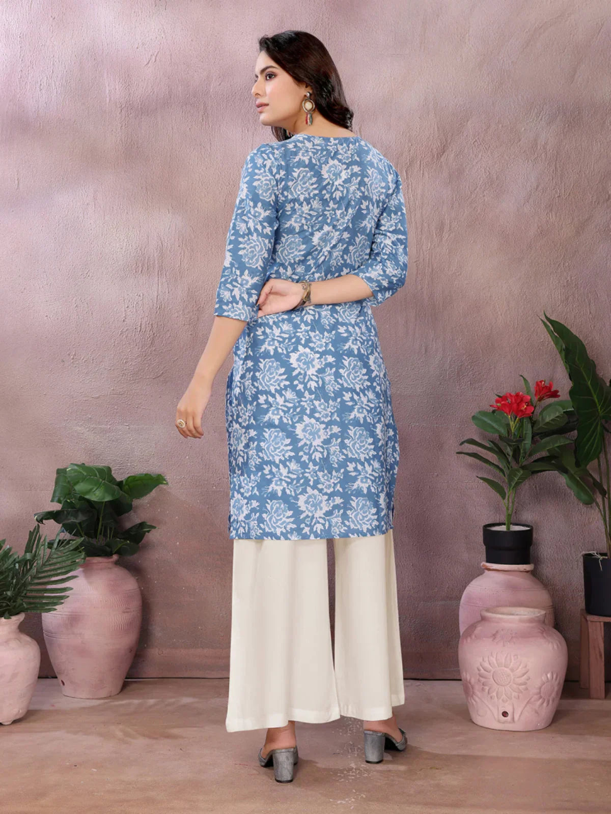 Cotton Printed Straight Knee Length Kurta
