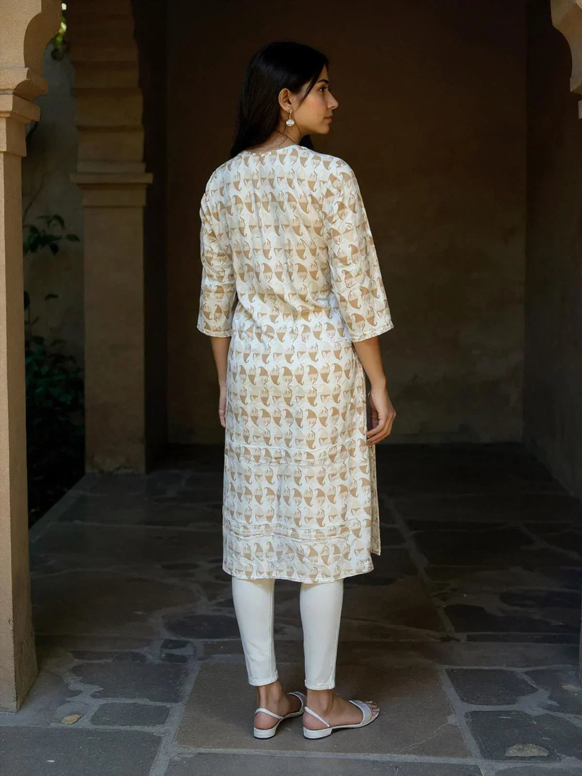 Cotton Embroidered Straight Calf Length Kurta