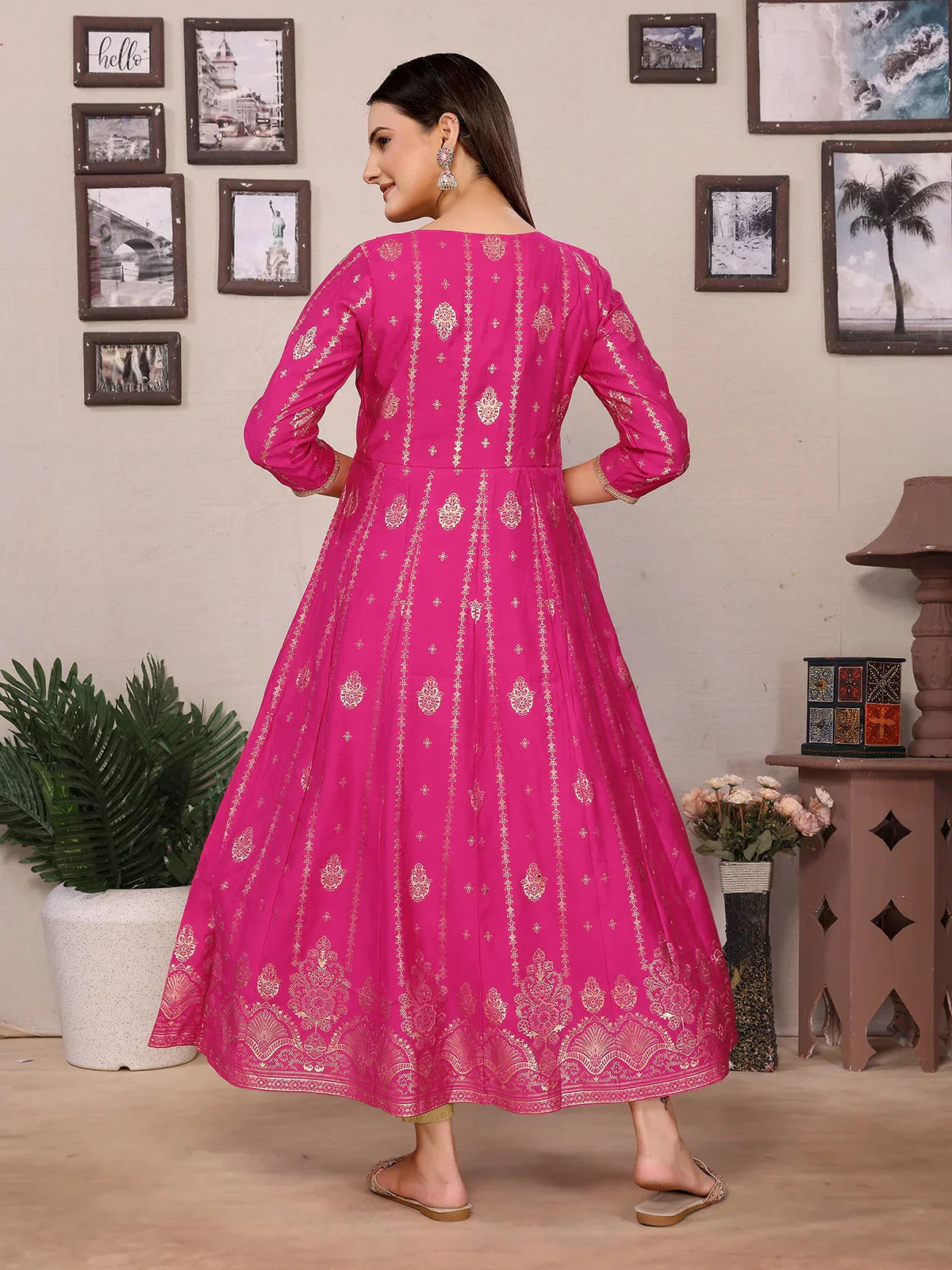 Viscose Poly Printed Anarkali Calf Length Kurta