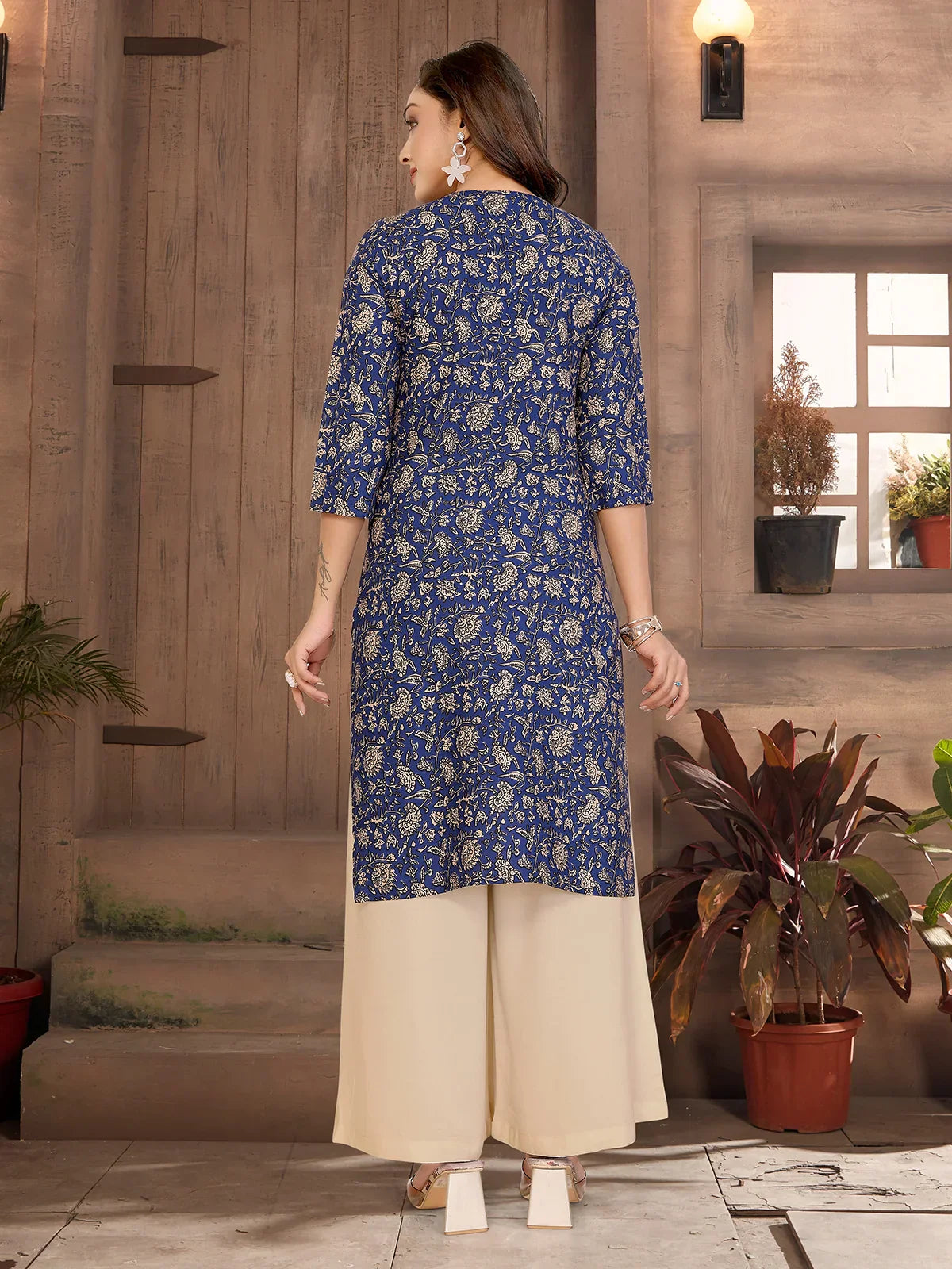 Rayon Printed Straight Knee Length Kurta