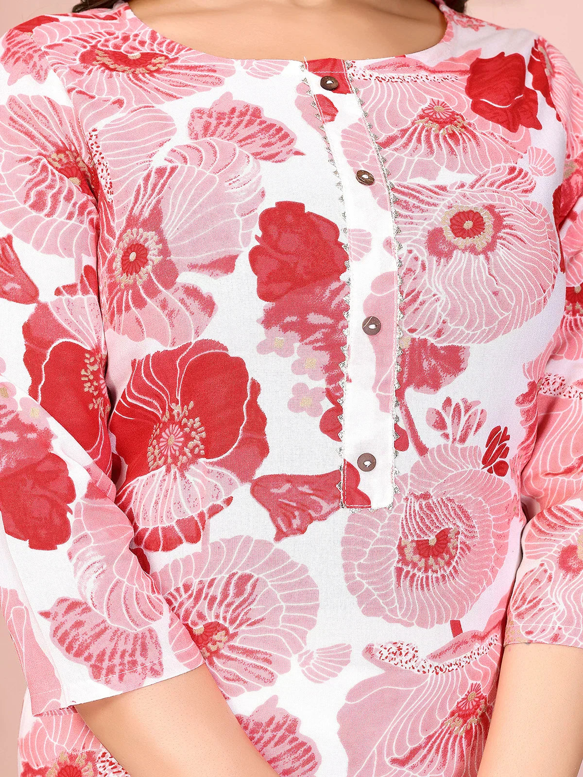 Rayon Printed Straight Knee Length Kurta