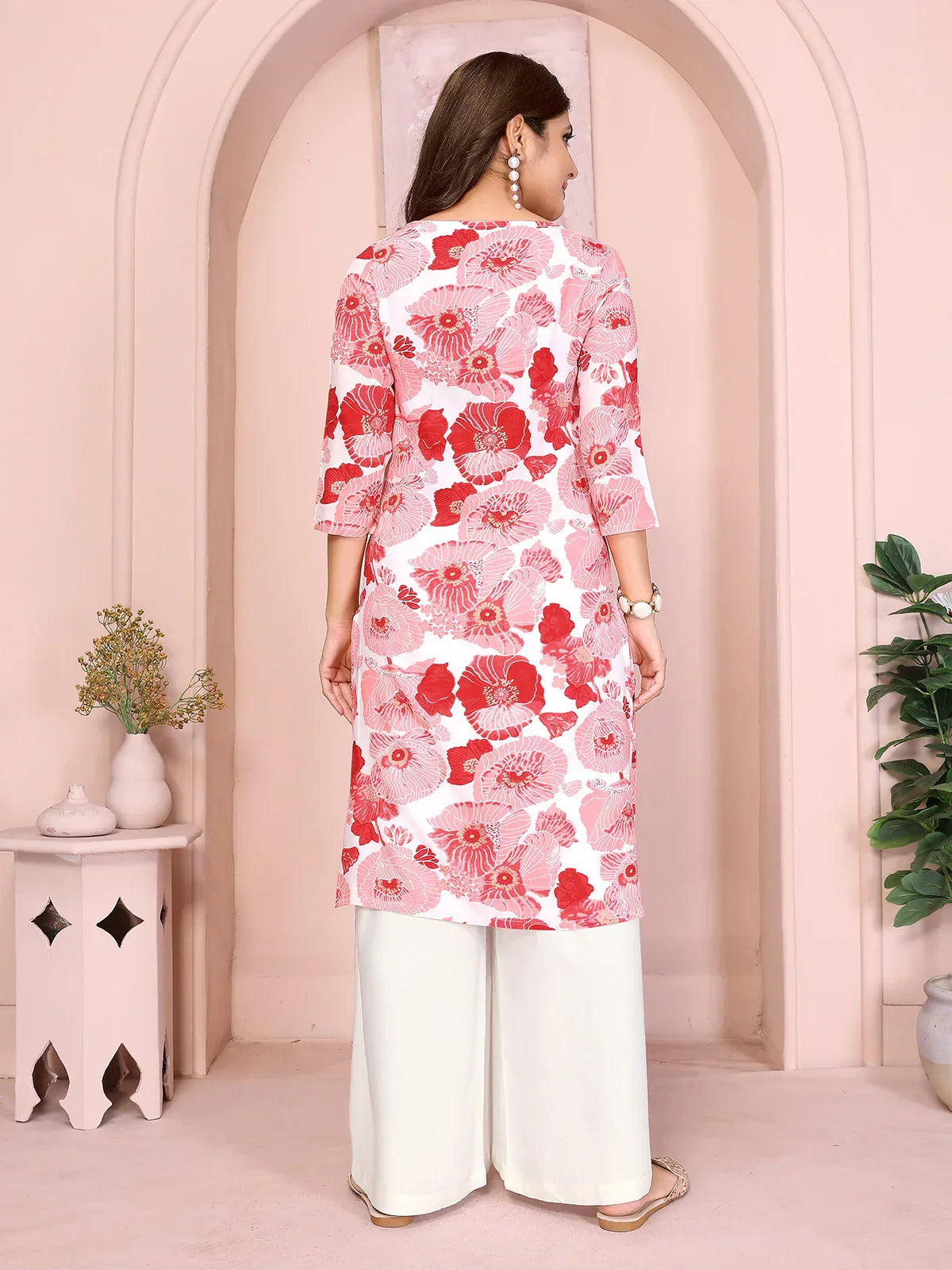 Rayon Printed Straight Knee Length Kurta